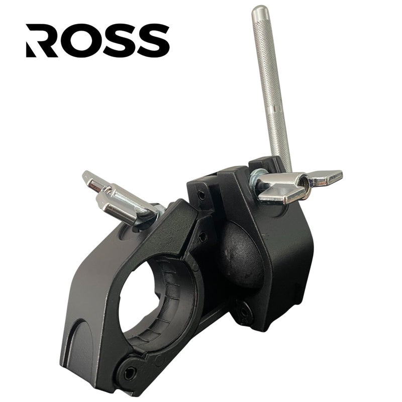 ROSS Drumheads مشبك حامل الطبول ROSS بقرص 1.5 بوصة متعدد الاستخدامات قابل للتعديل مع جرس بقري وتركيب ملحقات مع قضيب L دوار بقطر 10.5 مم وكرة مفصلية - معدات طبل ثقيلة لتحضير الطبول، كتلة الجاز، وسادة الطبول الإلكترونية - Image 5